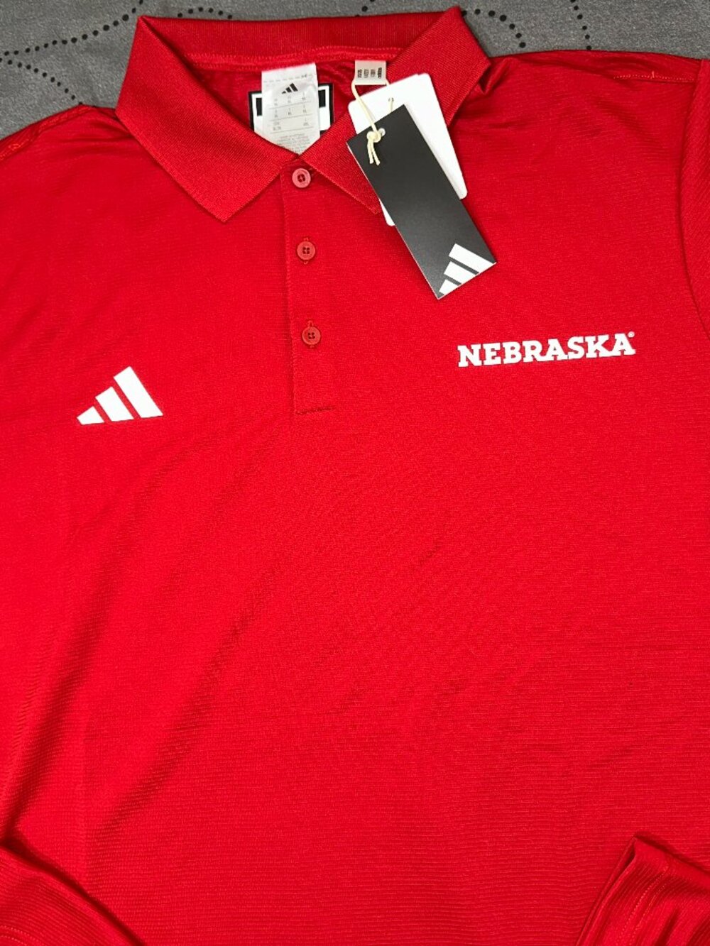 ADIDAS NEBRASKA COLLEGUE GOLF RED & WHITE OTTOMAN POLO SHIRT SIZE XL O L NWT $80
